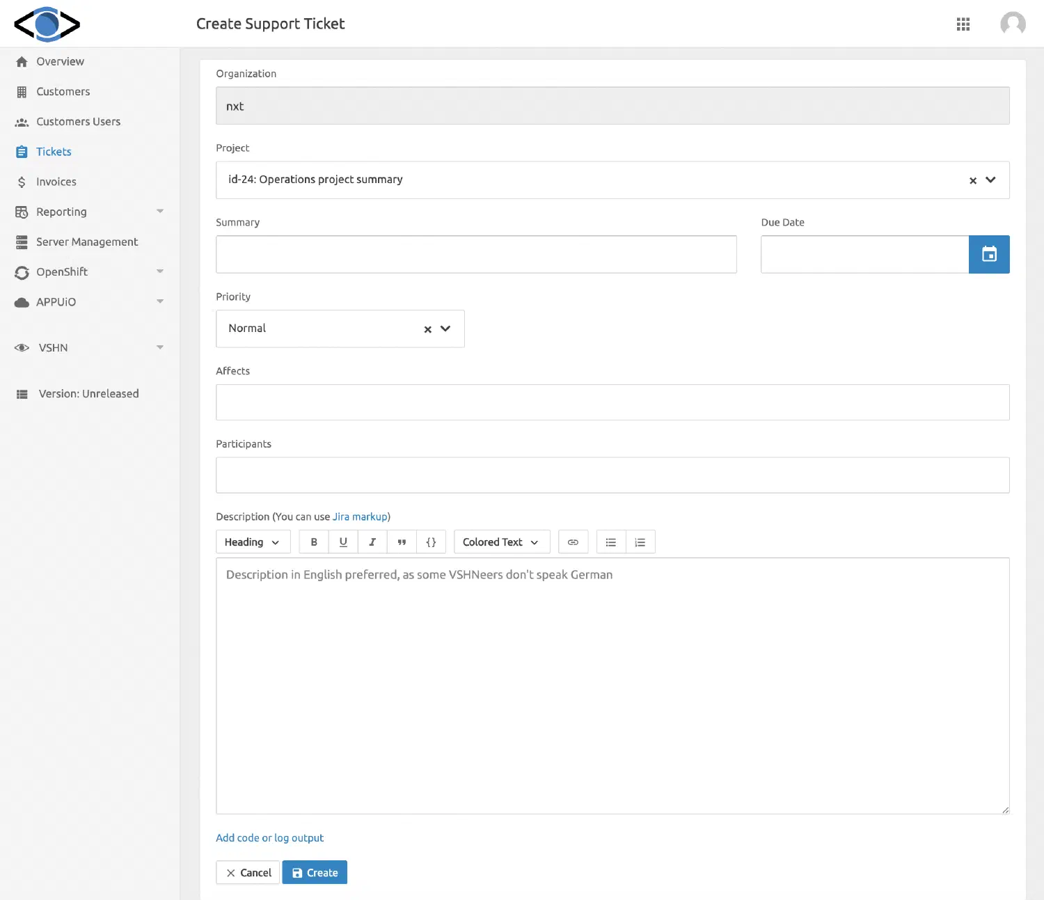 neues Ticket erstellen